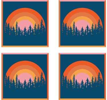 Moderne onderzetters laagjes zonsondergang bos - TenStickers
