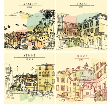 Tekst onderzetters italiaanse stadslandschappen - TenStickers