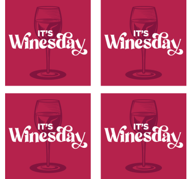 Tekst onderzetters wijnglas woensdag - TenStickers
