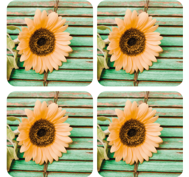 Moderne onderzetters zonnebloem op groene achtergrond - TenStickers