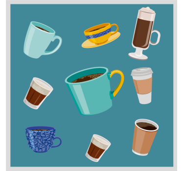 Moderne onderzetters voor verschillende koffiemokken - TenStickers
