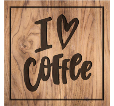 Tekst onderzetters coffee love houten bord - TenStickers