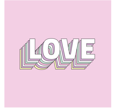 Roze en witte liefdestypografie tekst onderzetters - TenStickers