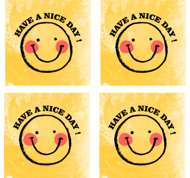 Tekst onderzetters blije smiley met groet - TenStickers