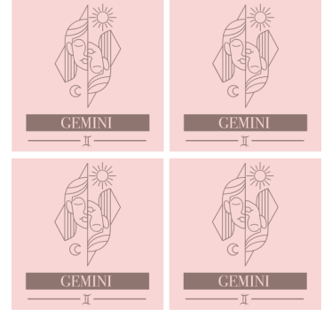 Tekst onderzetters dual faces zodiac - TenStickers