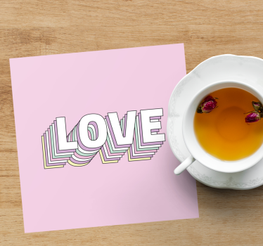 Roze en witte liefdestypografie tekst onderzetters - TenStickers