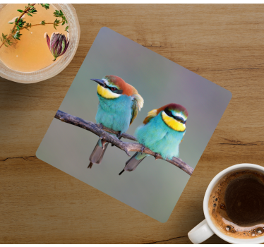 Moderne onderzetters kleurige vogels op een tak - TenStickers
