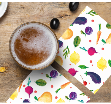 Moderne onderzetters kleurrijk fruitpatroon - TenStickers