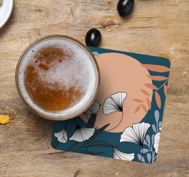 Moderne onderzetters met bloemig ginkgo patroon - TenStickers
