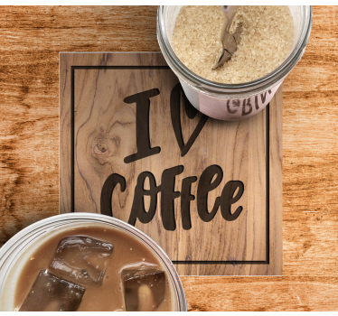 Tekst onderzetters coffee love houten bord - TenStickers