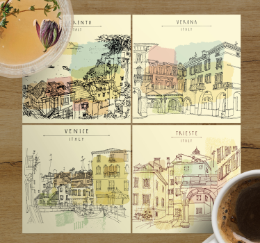 Tekst onderzetters italiaanse stadslandschappen - TenStickers