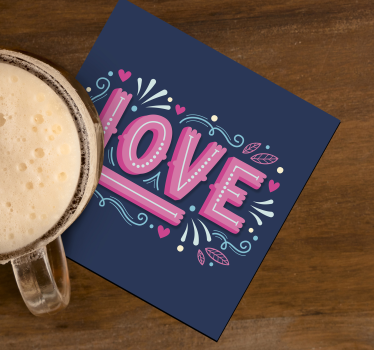 Tekst onderzetters speelse liefde typografie - TenStickers