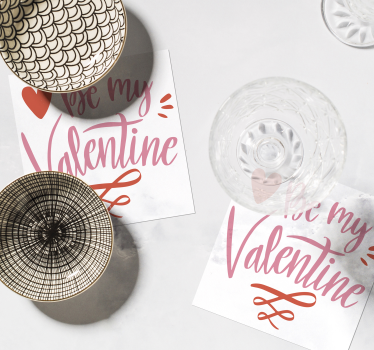 Valentijnshart graphics tekst onderzetters - TenStickers