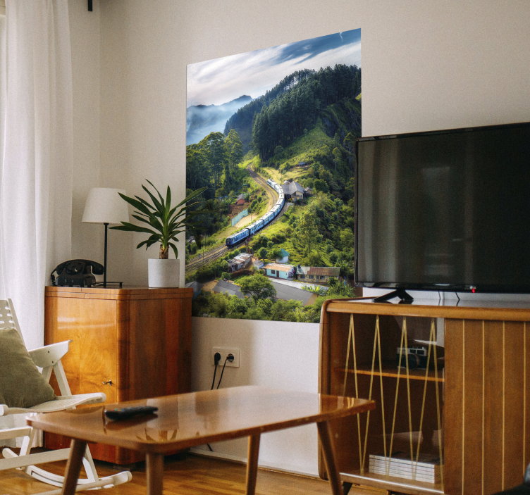 Trein in berg landschap poster - TenStickers