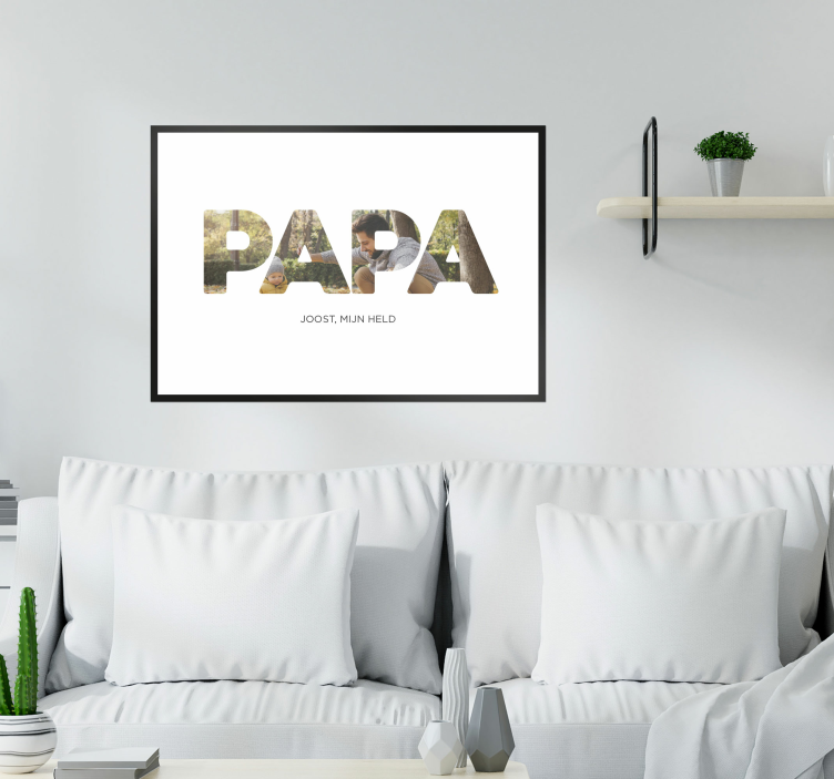 Papa, mijn held poster met foto in letters - TenStickers
