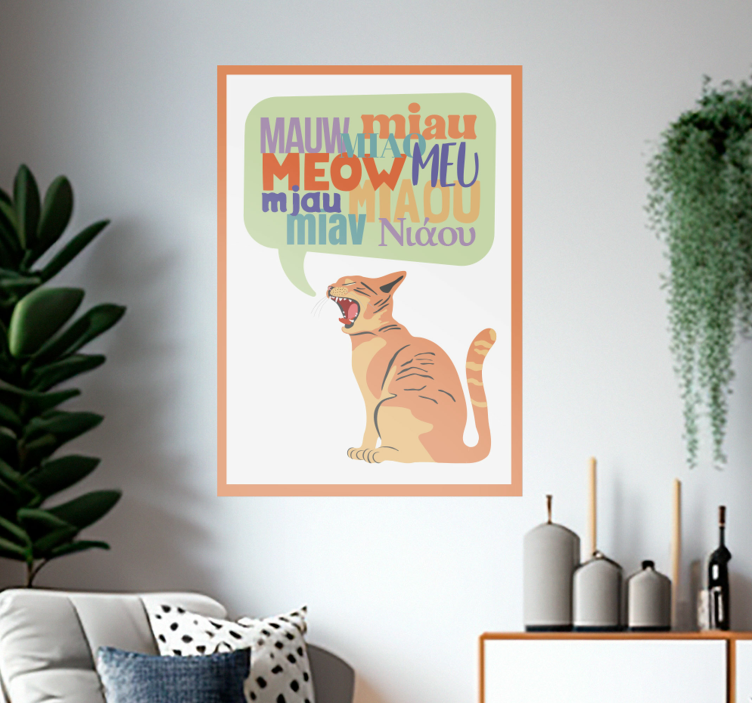 Poster van kattengeluid "miauw" - TenStickers