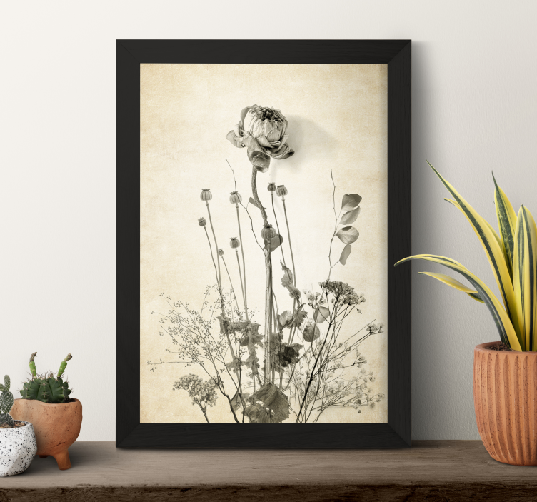 Boeket bloemen beige poster bloem - TenStickers