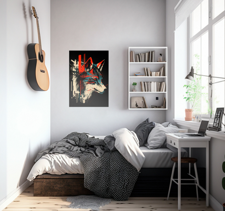 poster met abstracte kleurrijke wolf - TenStickers