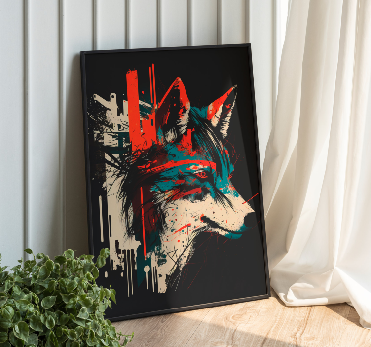 poster met abstracte kleurrijke wolf - TenStickers
