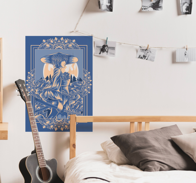 Anime poster samoerai blauw - TenStickers