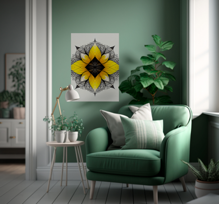 Poster met bloemen mandala - TenStickers