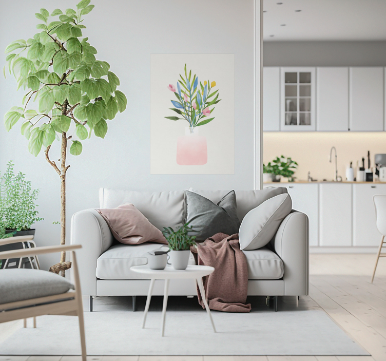 Bloemen in een pot poster bloem - TenStickers