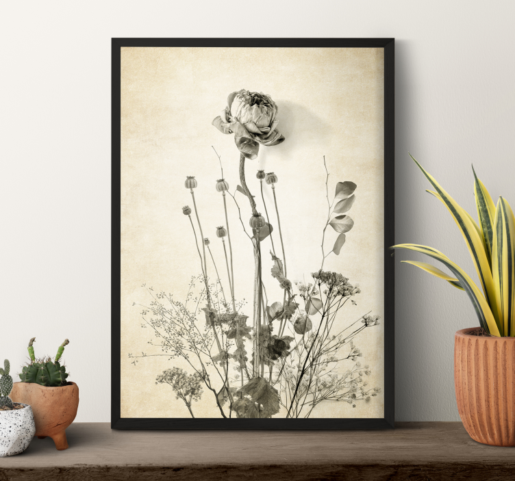 Boeket bloemen beige poster bloem - TenStickers