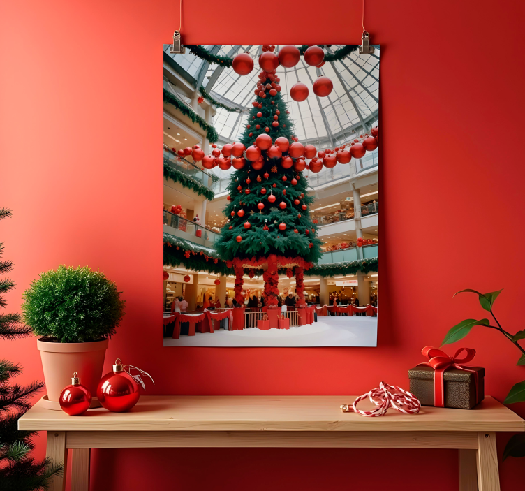 Boom in het winkelcentrum kerst poster - TenStickers