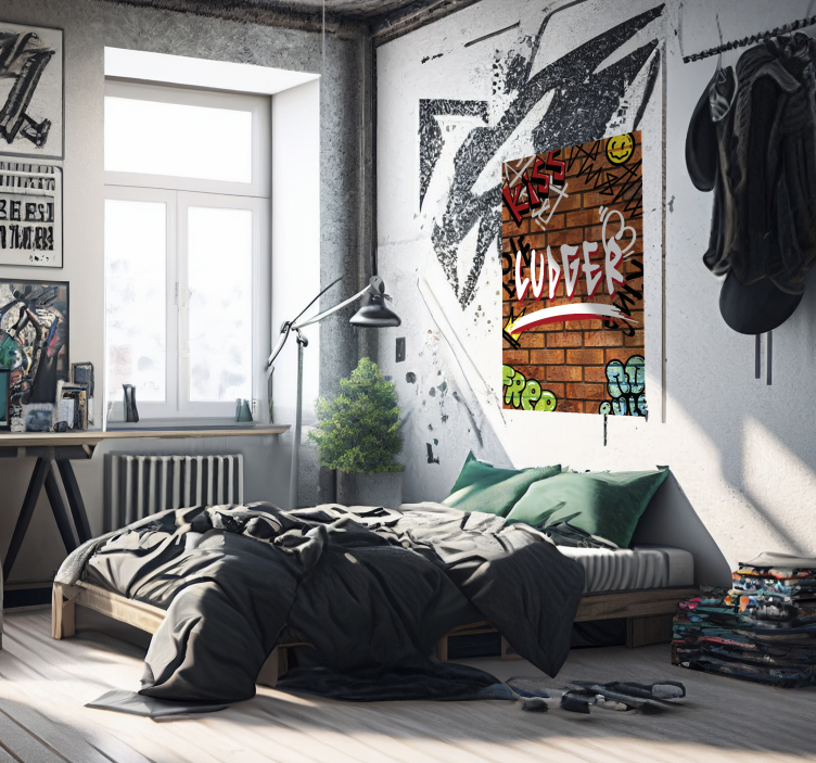 Graffiti op stenen muur poster - TenStickers