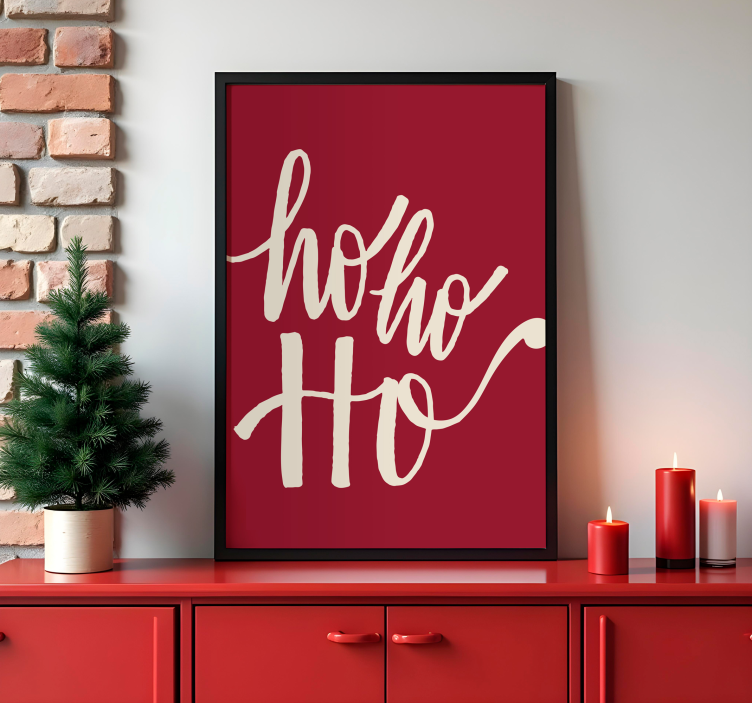 Ho ho ho rode kerst poster - TenStickers