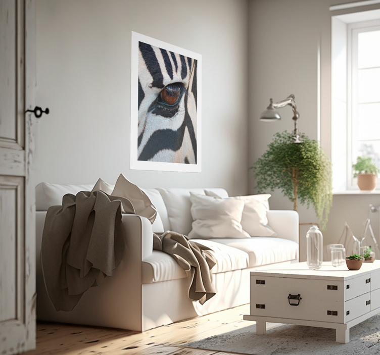 Oog van het zebra dieren poster - TenStickers