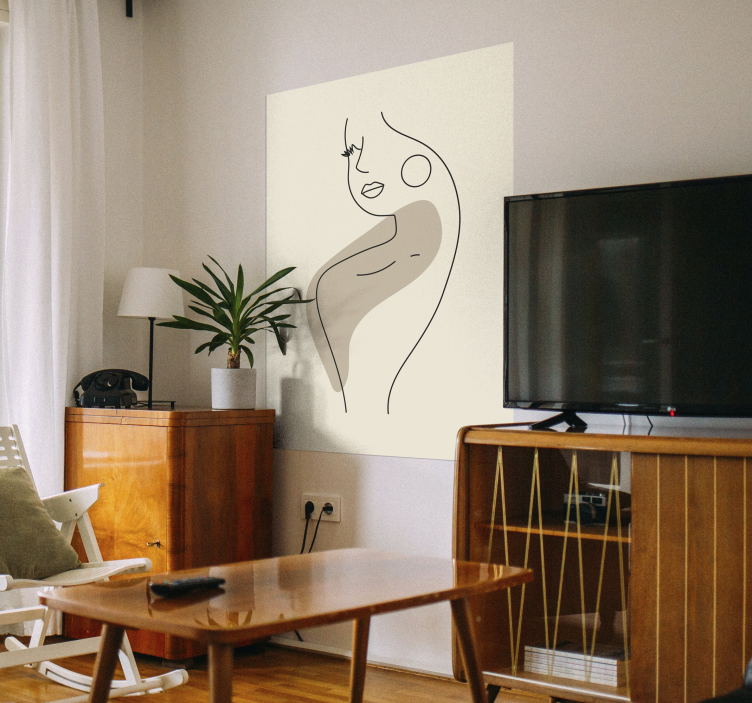 Poster abstract lijnen gezicht - TenStickers