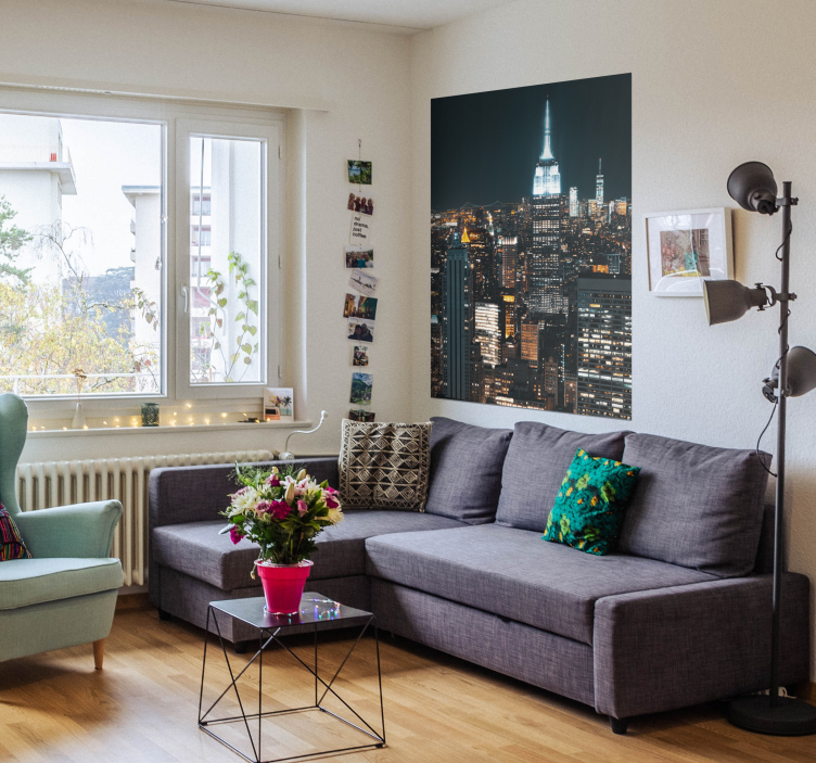 Poster Empire state building bij nacht - TenStickers