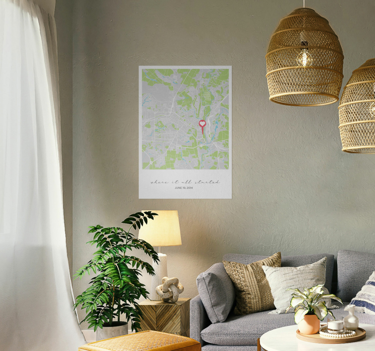 Poster locatie kaart ontmoetingsplaats koppel - TenStickers