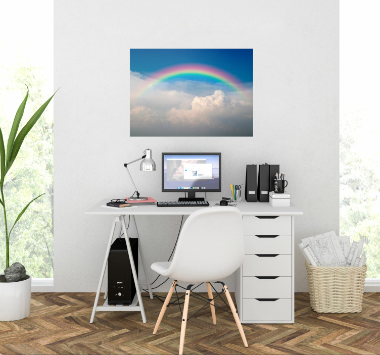 Poster met regenboog wolken - TenStickers