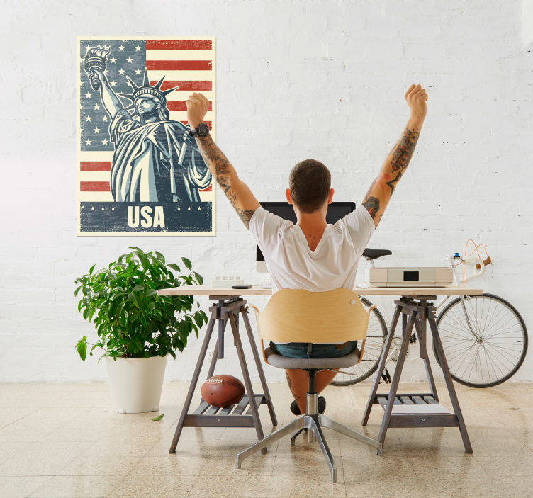 Poster USA vlag met vrijheidsbeeld - TenStickers