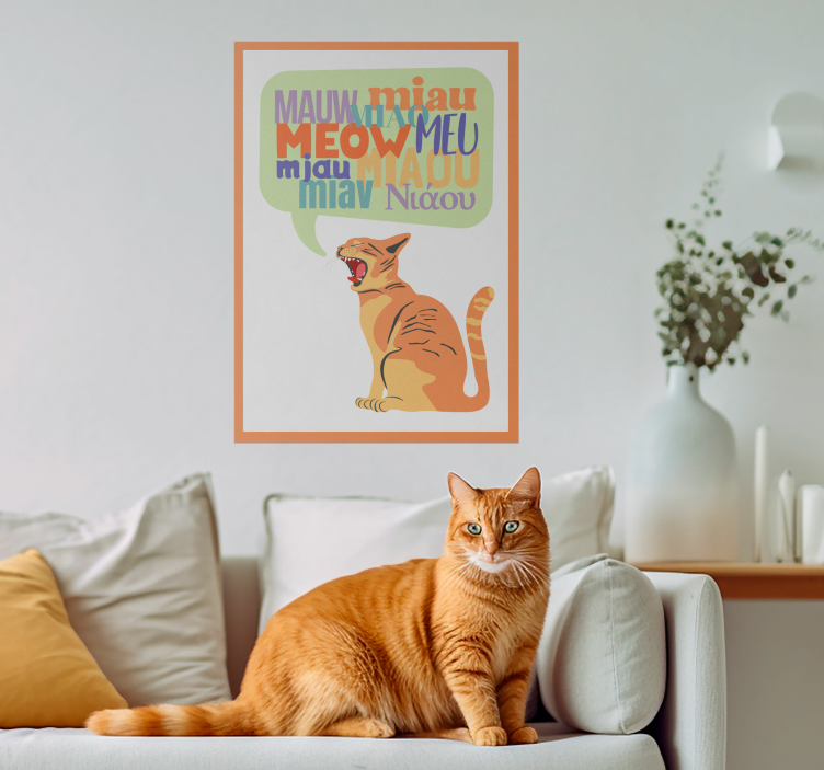 Poster van kattengeluid "miauw" - TenStickers