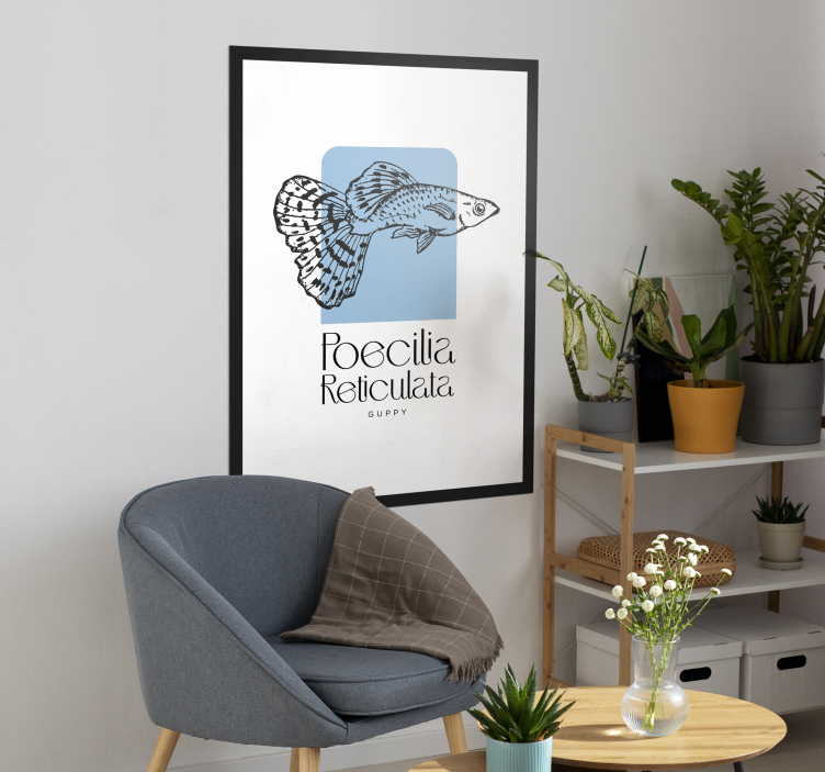 Poster van vis met zin "Poecilia Reticulata" - TenStickers