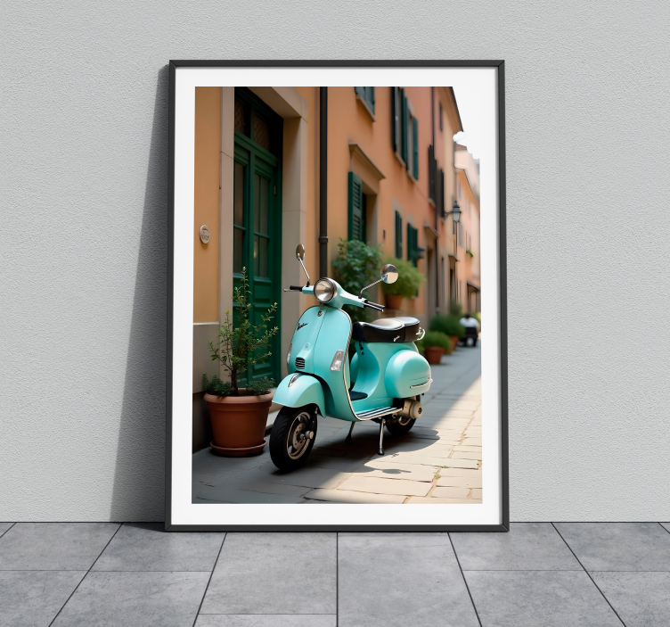 vespa fiets realistische fotoposter - TenStickers