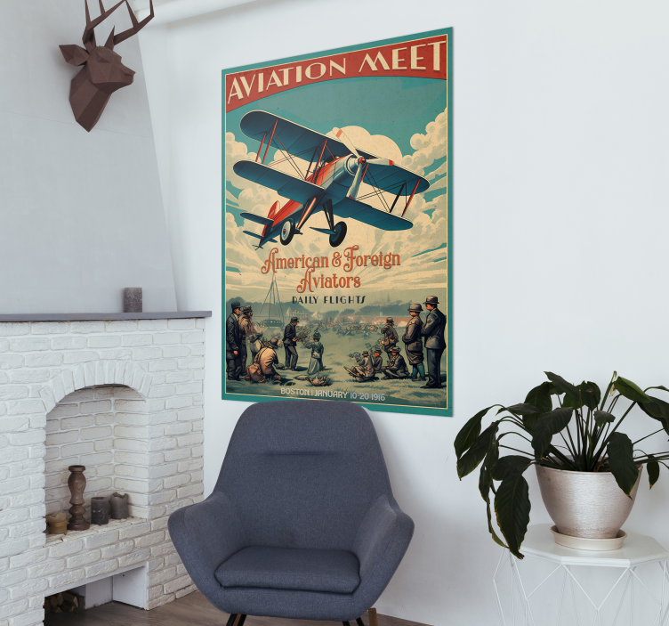 Vintage poster met vliegtuig avation meet - TenStickers