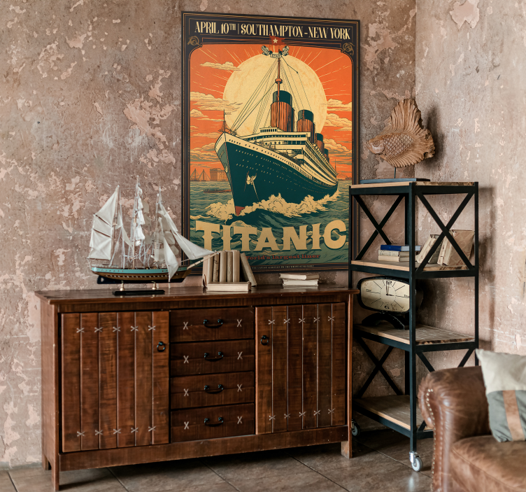 Vintage poster van de titanic - TenStickers