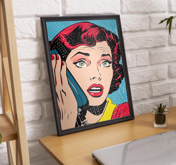 Vrouw aan de telefoon pop-artposter - TenStickers