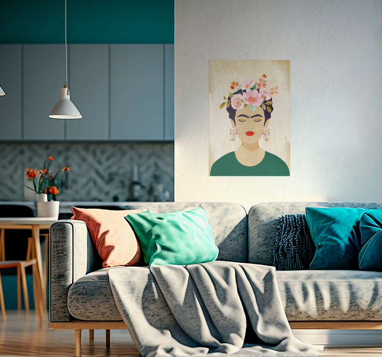 Vrouw met bloemen kunstposter - TenStickers