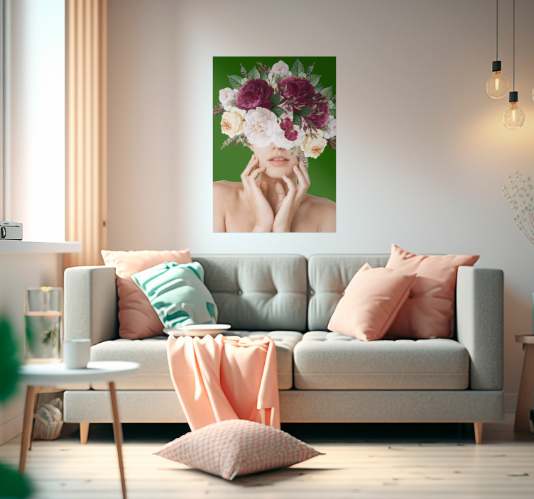 Vrouw met bloemen poster bloem - TenStickers