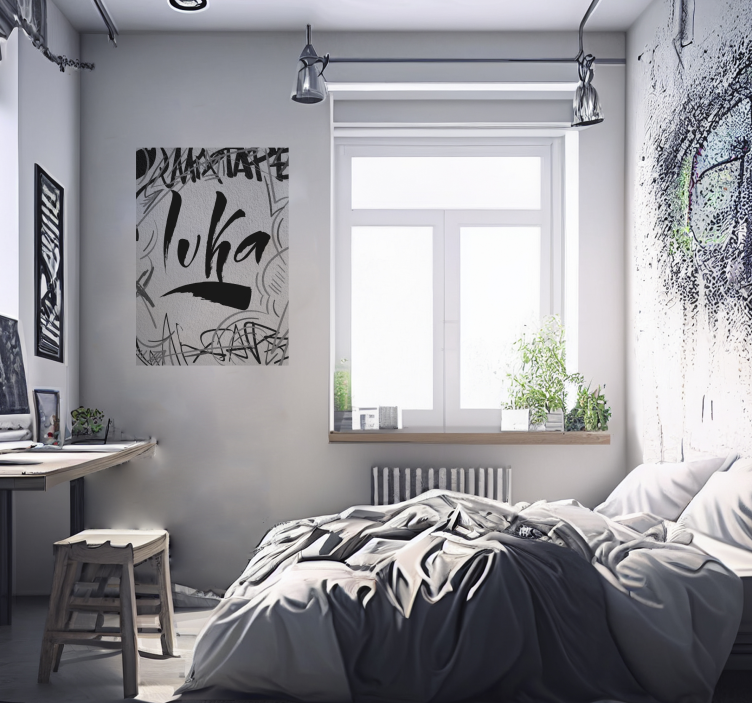 Zwart en wit graffiti poster - TenStickers