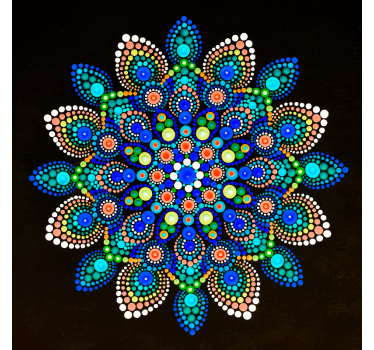 Poster woonkamer mandala kleurrijke stippen - TenStickers