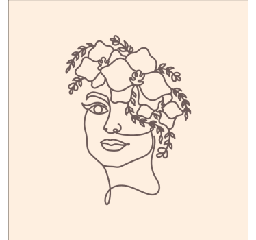 Poster woonkamer silhouet minimalistisch schattige vrouw bloemen - TenStickers