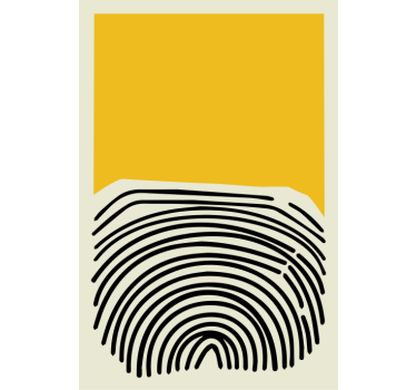 Poster woonkamer abstract geel schilderij met zwarte lijnen - TenStickers