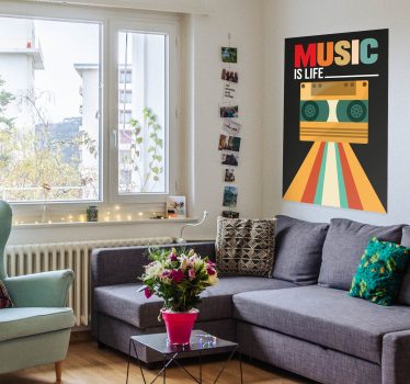 Vintage poster muziek is life - TenStickers