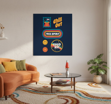 Poster woonkamer jaren 70 plezier en ontspanning - TenStickers